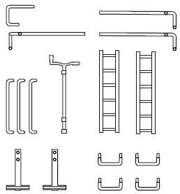 3x Gehäusehandstange / Bremskurbel / Leitern