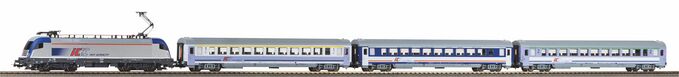 Start-Set mit Bettung E-Lok Taurus mit 3 IC Wagen PKP