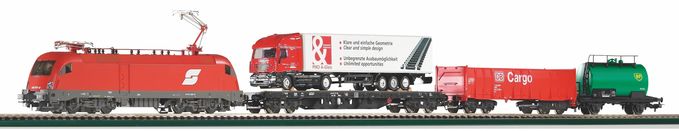 Start-Set mit Bettung Taurus ÖBB mit Güterwagen