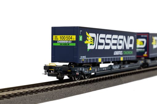 Taschenwagen T3000e Cemat mit 2 "Dissegna" Trailern SBB VI