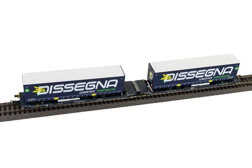 Taschenwagen T3000e Cemat mit 2 "Dissegna" Trailern SBB VI