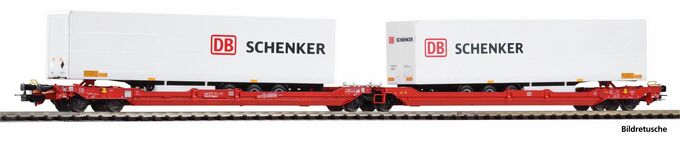 Taschenwagen T3000e mit 2 "DB Schenker" Trailern DB AG VI